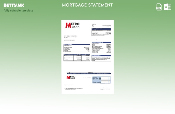 модерен стил Извештај за хипотека на банка на Обединетото Кралство Metro во шабл